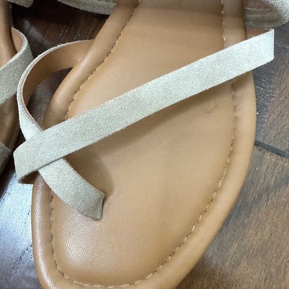 Mila Paoli Leather Slip On Sandal Womens 7 Suede Tan Made In Italy Flat‎ Minimal - Picture 4 of 7